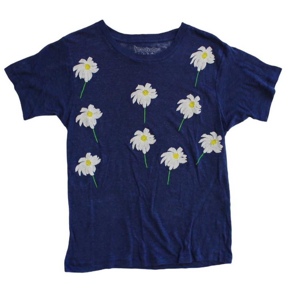 Banner Day 100% Cotton Blue Daisy Applique T-shirt Size Large
